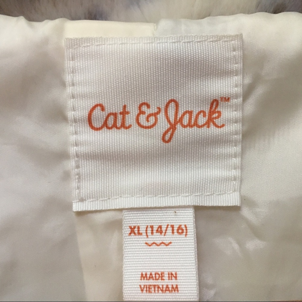 Cat & Jack White & Brown Leopard Coat XL 14/16 - Picture 7 of 9